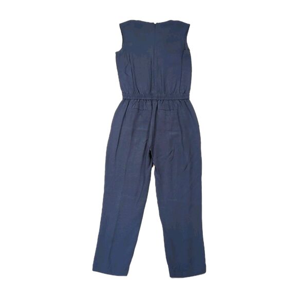J. Crew Jumpsuit Womens 0 Sleeveless Blue Lyocell Cropped Straight Leg Pants - Picture 10 of 14